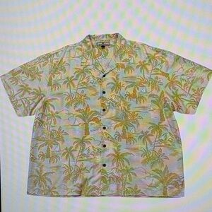 Tommy Bahama Yellow Palm Print Casual Shirt men’s 2XL / XXL 100%Silk